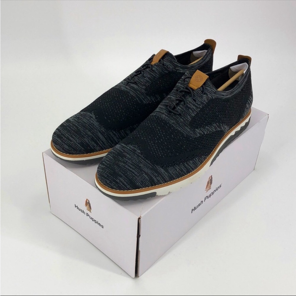 NIB Hush Puppies Expert Wing Tip Black & Grey Knit Oxford Sneaker Size 15 Wide - Picture 3 of 3